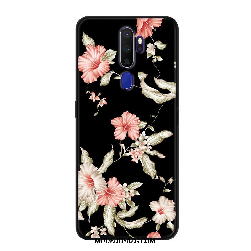 Oppo A9 2020 Etui / Cover Kreativ Sort Beskyttelse Blomster Tilpas