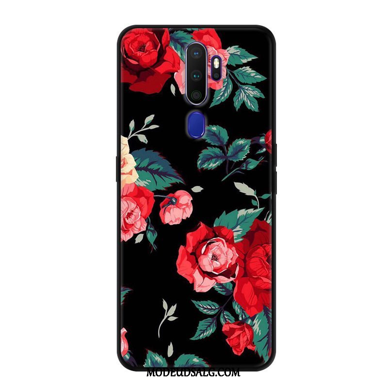 Oppo A9 2020 Etui / Cover Kreativ Sort Beskyttelse Blomster Tilpas