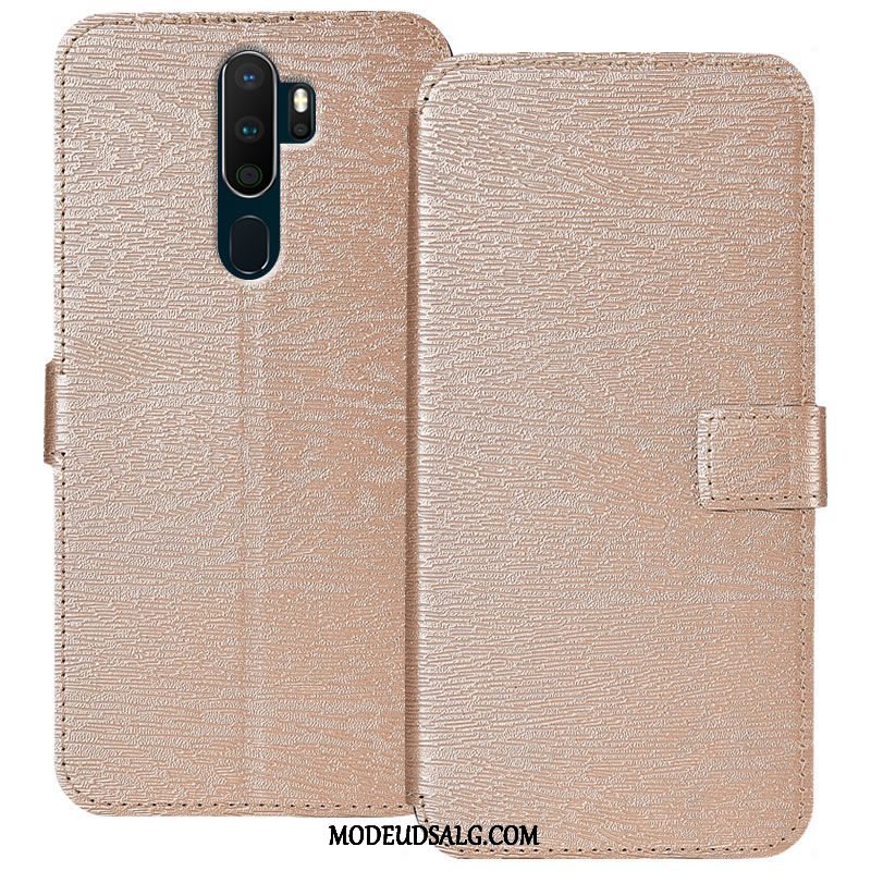 Oppo A9 2020 Etui / Cover Lædertaske Trækorn Folio Blå Hængende Ornamenter