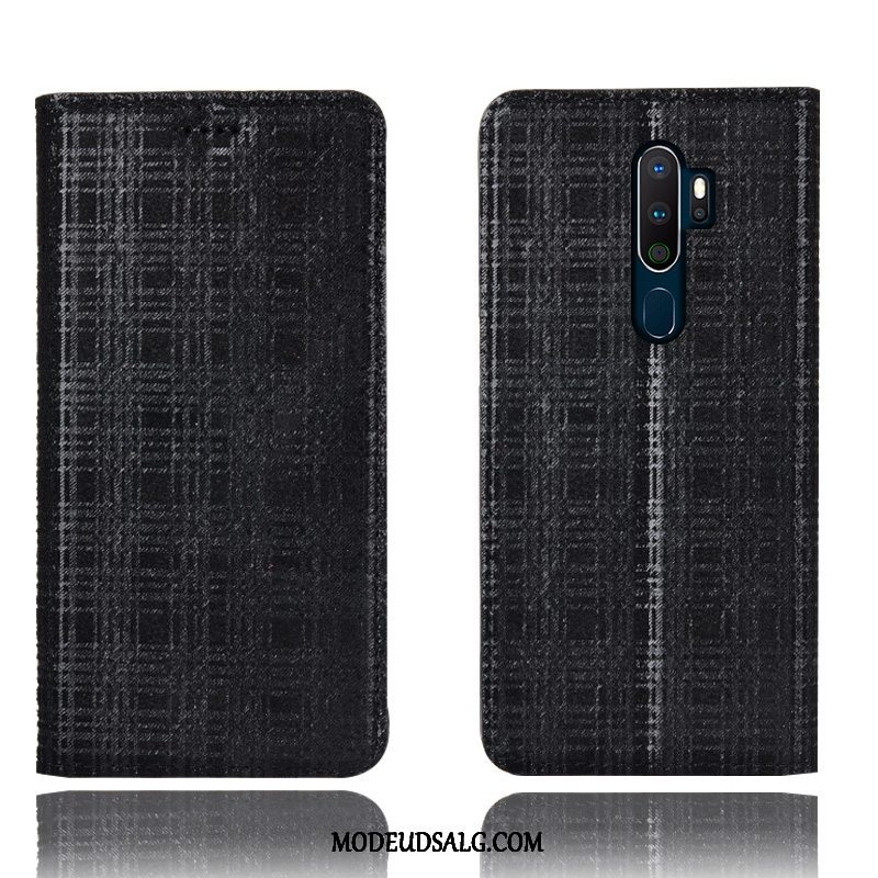 Oppo A9 2020 Etui / Cover Mønster Grå Fløjl Lædertaske Folio