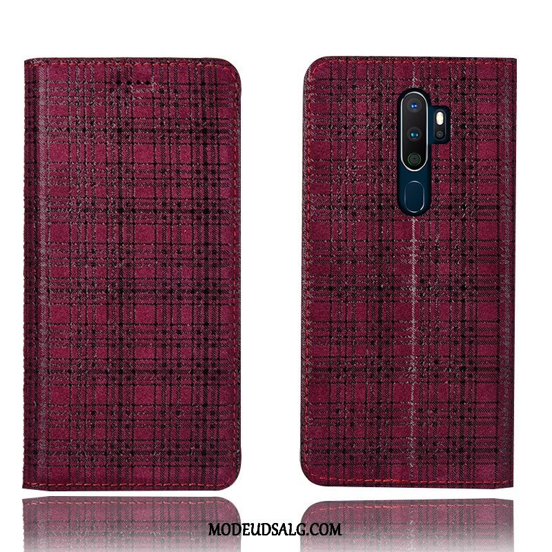 Oppo A9 2020 Etui / Cover Mønster Grå Fløjl Lædertaske Folio