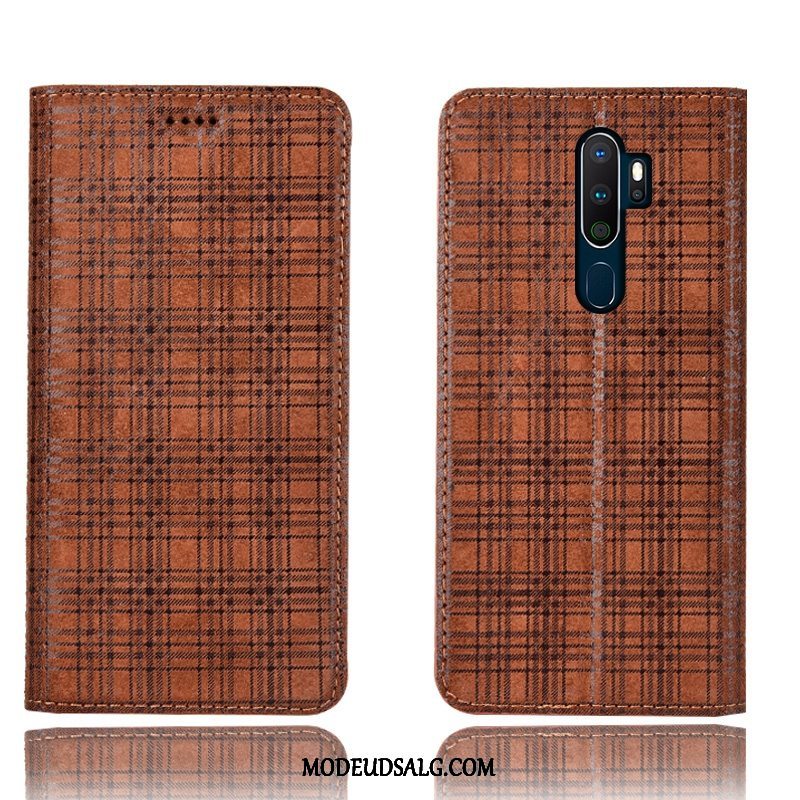 Oppo A9 2020 Etui / Cover Mønster Grå Fløjl Lædertaske Folio