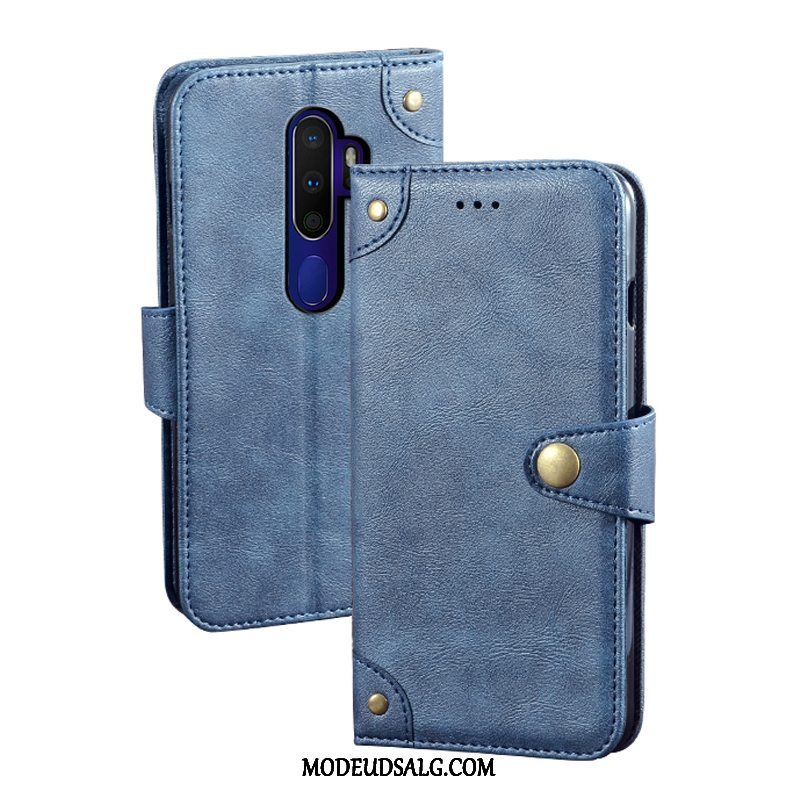 Oppo A9 2020 Etui / Cover Trendy Blå Lædertaske Hemming