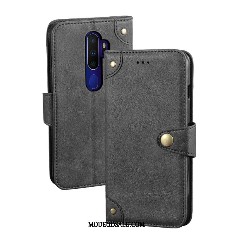 Oppo A9 2020 Etui / Cover Trendy Blå Lædertaske Hemming