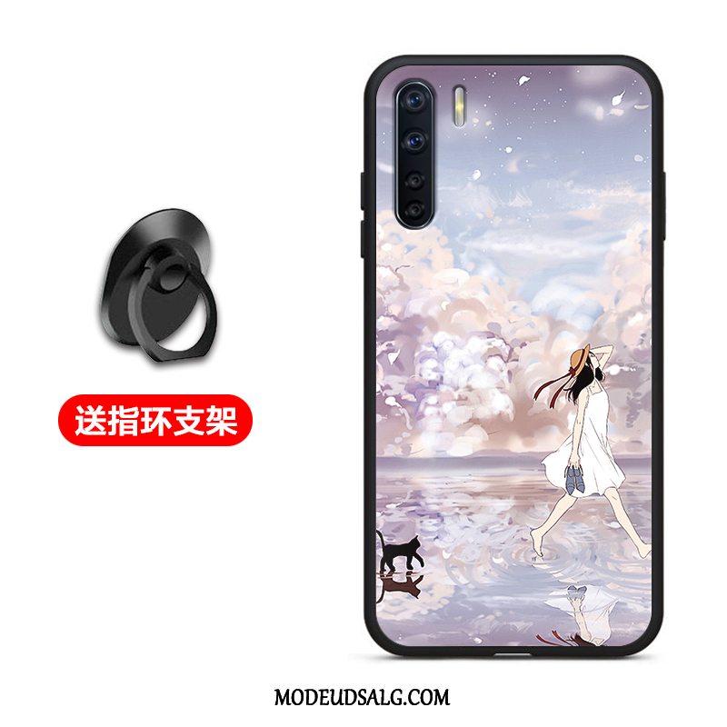 Oppo A91 Etui Anti-fald Silikone Nubuck Rød Blød