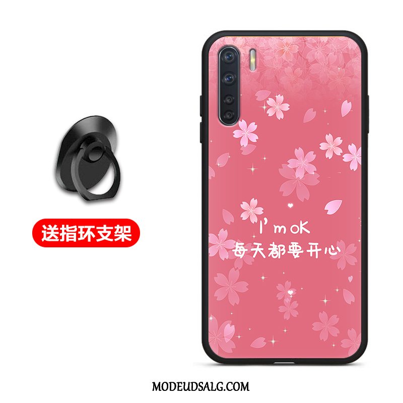 Oppo A91 Etui Anti-fald Silikone Nubuck Rød Blød