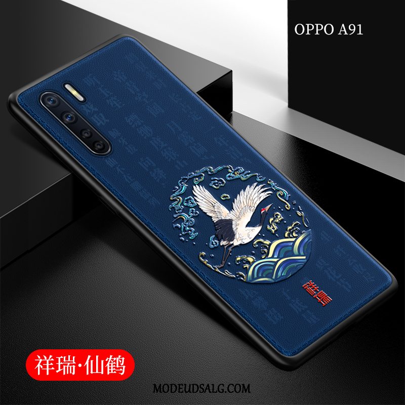 Oppo A91 Etui Beskyttelse Ny Kinesisk Stil Blød Blå