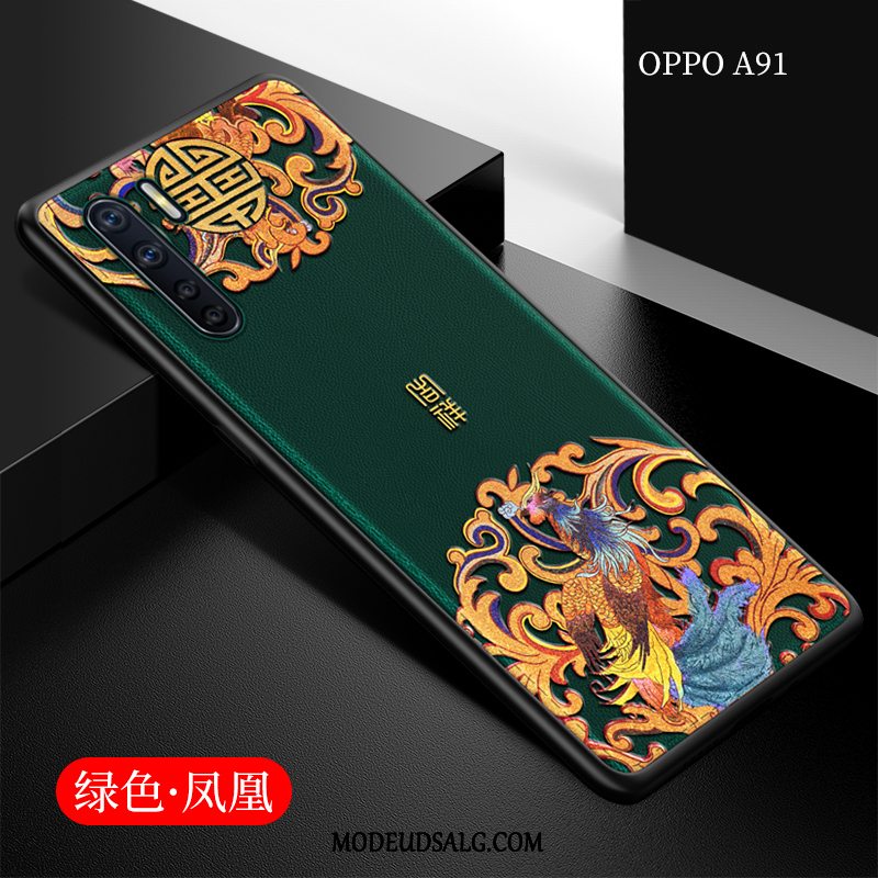 Oppo A91 Etui Beskyttelse Ny Kinesisk Stil Blød Blå