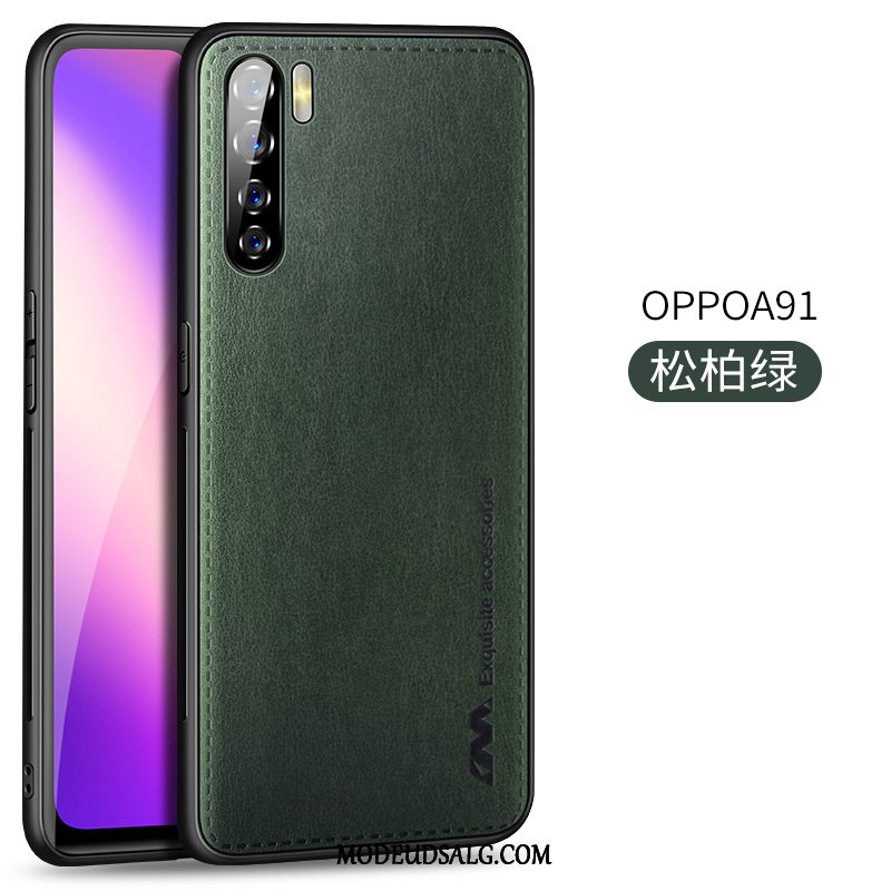 Oppo A91 Etui / Cover Læder Silikone Tynd Beskyttelse Sort