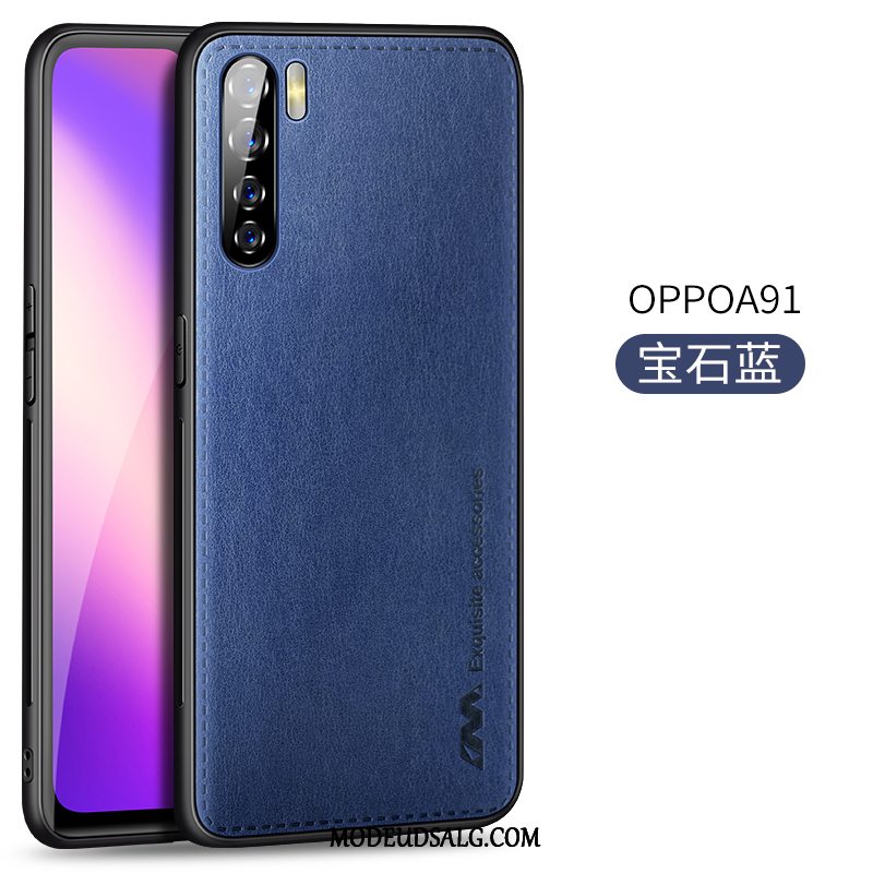 Oppo A91 Etui / Cover Læder Silikone Tynd Beskyttelse Sort