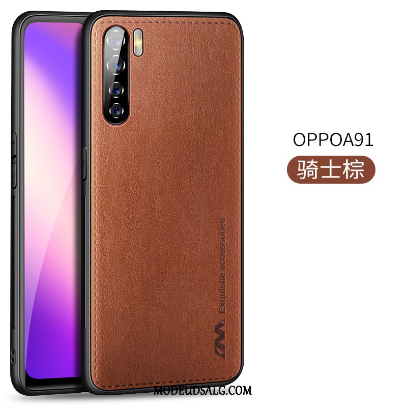 Oppo A91 Etui / Cover Læder Silikone Tynd Beskyttelse Sort