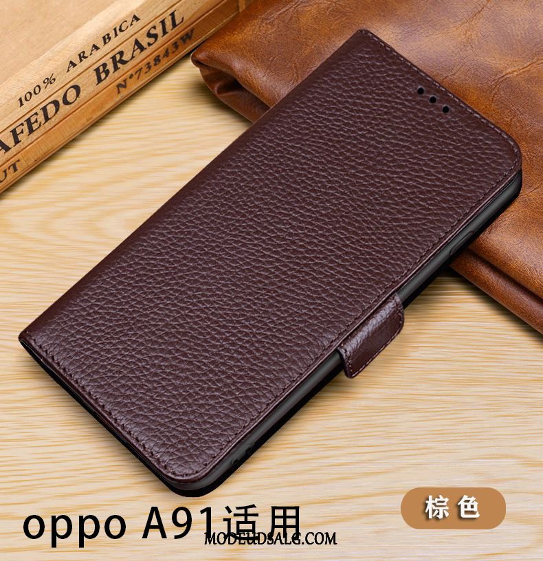 Oppo A91 Etui Cow Folio Beskyttelse Lædertaske Cover