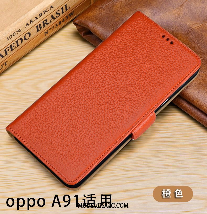 Oppo A91 Etui Cow Folio Beskyttelse Lædertaske Cover