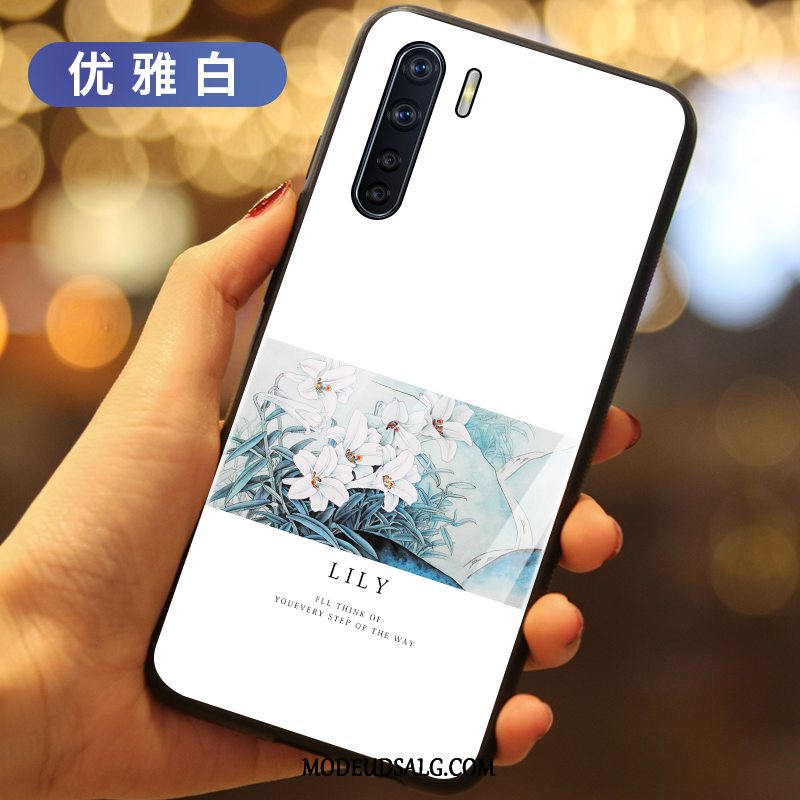 Oppo A91 Etui Glas Cover Hvid Alt Inklusive