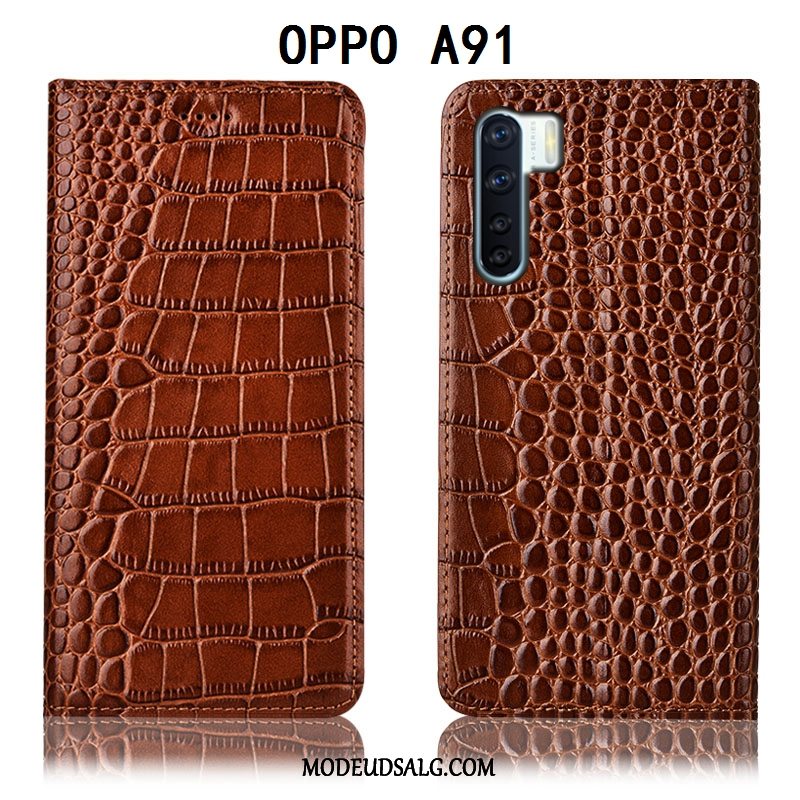 Oppo A91 Etui Lædertaske Alt Inklusive Cover Folio Anti-fald