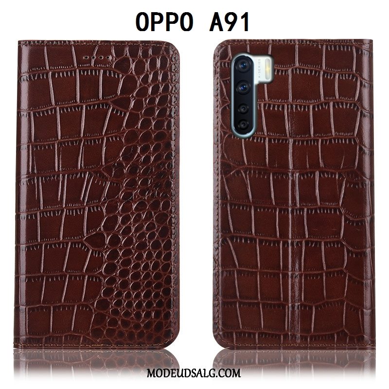 Oppo A91 Etui Lædertaske Alt Inklusive Cover Folio Anti-fald