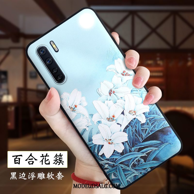 Oppo A91 Etui Relief Silikone Trendy Hvid Alt Inklusive