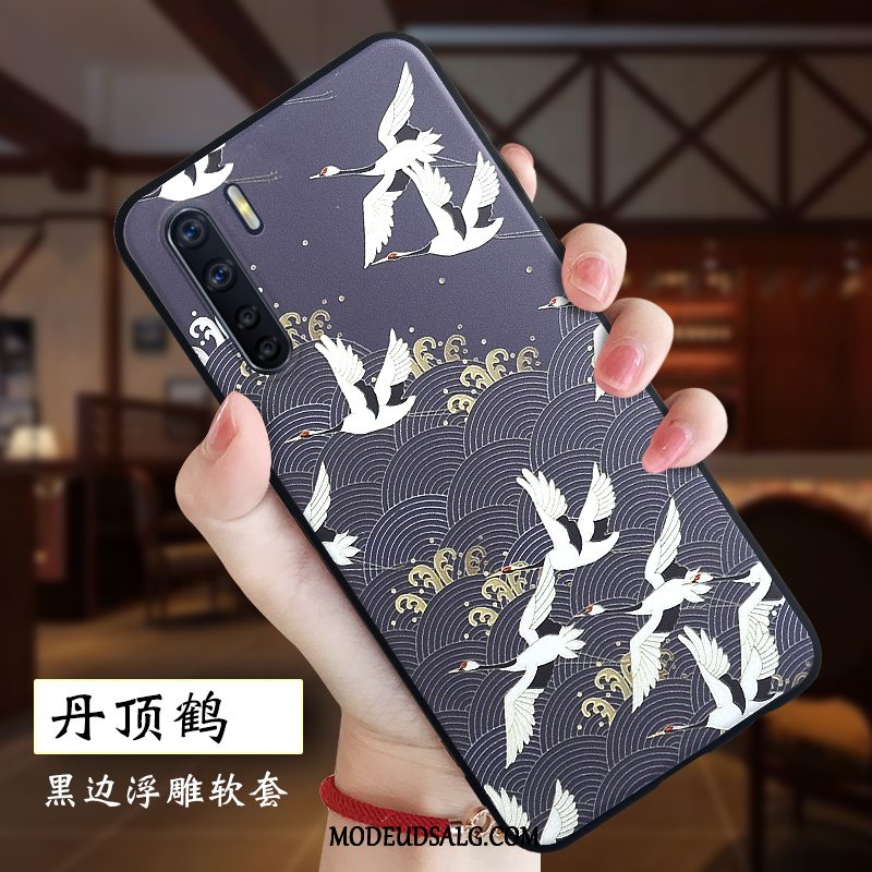 Oppo A91 Etui Relief Silikone Trendy Hvid Alt Inklusive