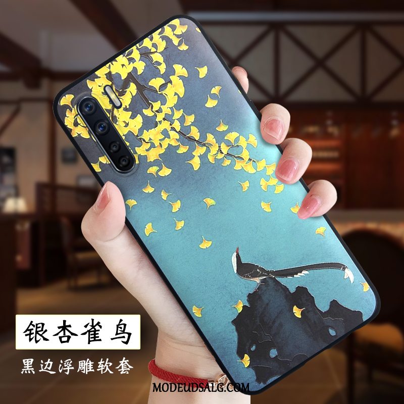 Oppo A91 Etui Relief Silikone Trendy Hvid Alt Inklusive