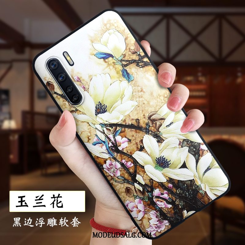 Oppo A91 Etui Relief Silikone Trendy Hvid Alt Inklusive