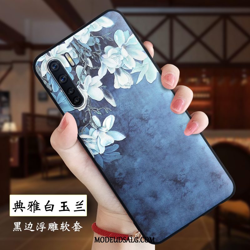 Oppo A91 Etui Relief Silikone Trendy Hvid Alt Inklusive