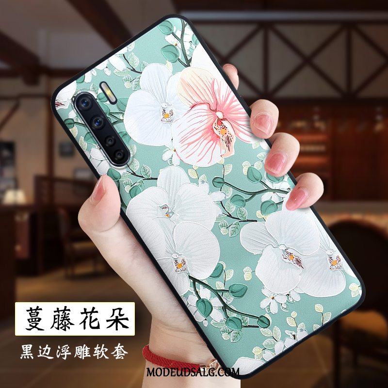 Oppo A91 Etui Relief Silikone Trendy Hvid Alt Inklusive