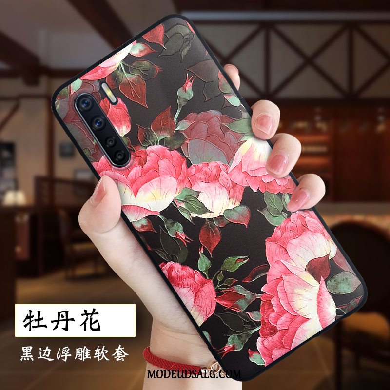 Oppo A91 Etui Relief Silikone Trendy Hvid Alt Inklusive