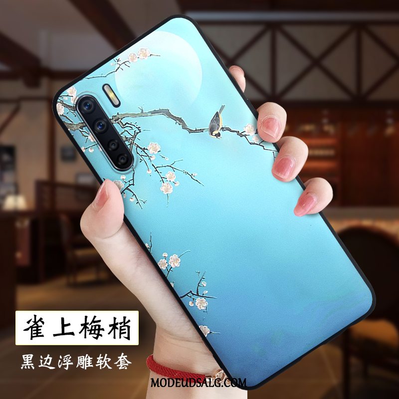 Oppo A91 Etui Relief Silikone Trendy Hvid Alt Inklusive