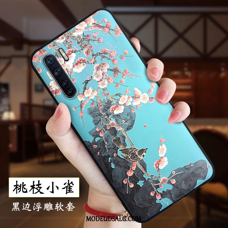 Oppo A91 Etui Relief Silikone Trendy Hvid Alt Inklusive