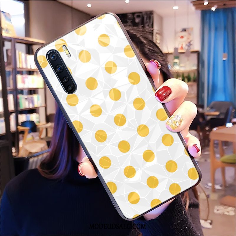 Oppo A91 Etui Rombe Gul Frisk Blomster Hjerte