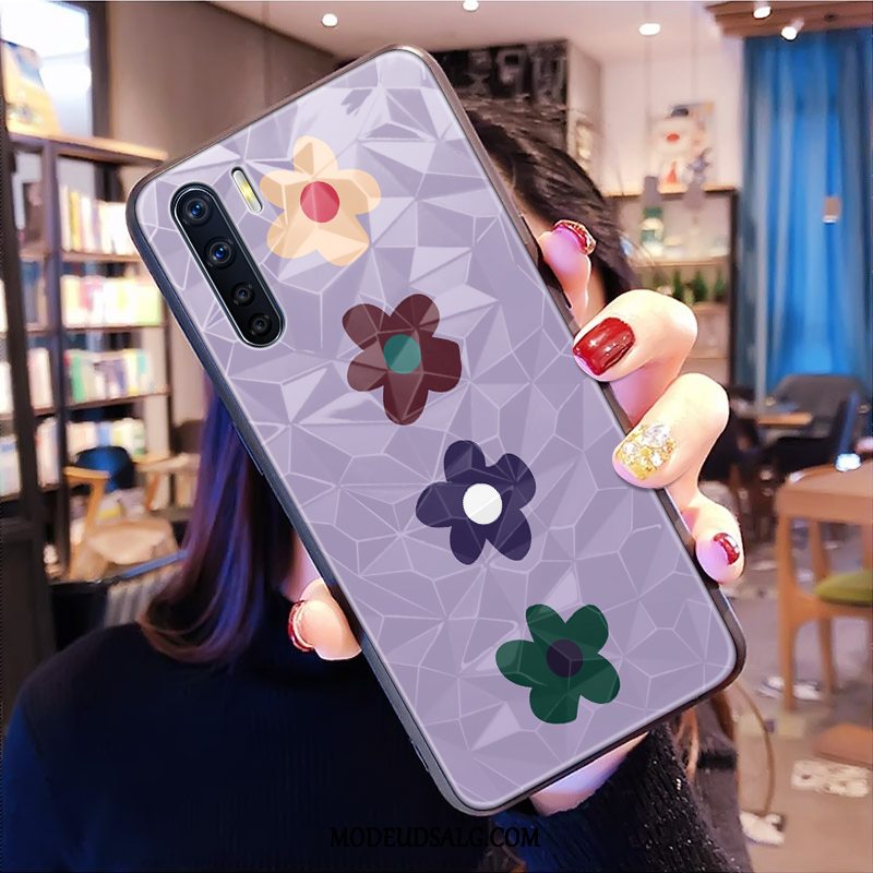 Oppo A91 Etui Rombe Gul Frisk Blomster Hjerte