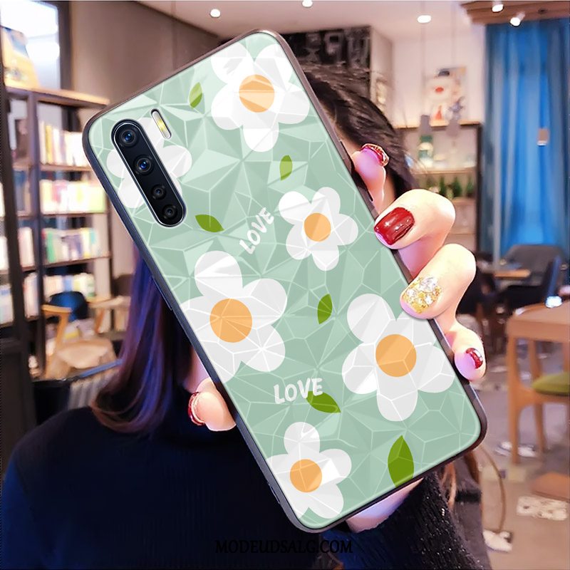 Oppo A91 Etui Rombe Gul Frisk Blomster Hjerte