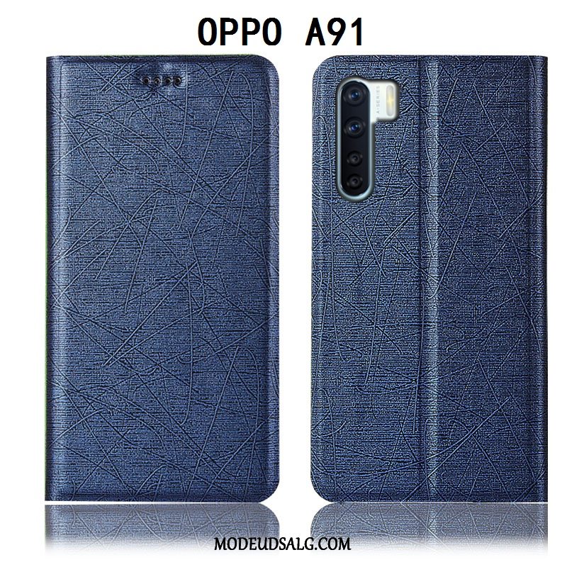 Oppo A91 Etui Sort Anti-fald Lædertaske Beskyttelse Folio