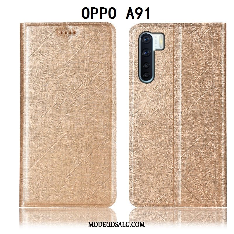 Oppo A91 Etui Sort Anti-fald Lædertaske Beskyttelse Folio