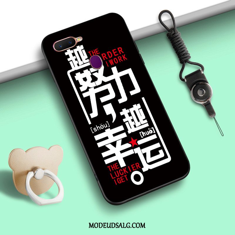 Oppo Ax7 Etui Nubuck Sort Cartoon Ring Trend