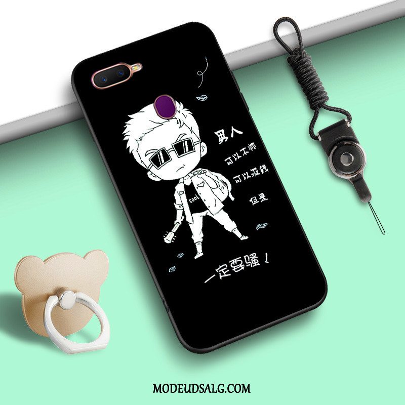 Oppo Ax7 Etui Nubuck Sort Cartoon Ring Trend