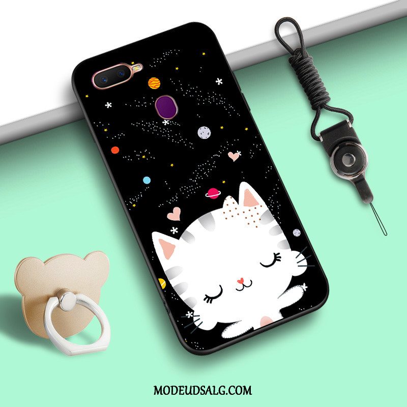 Oppo Ax7 Etui Nubuck Sort Cartoon Ring Trend