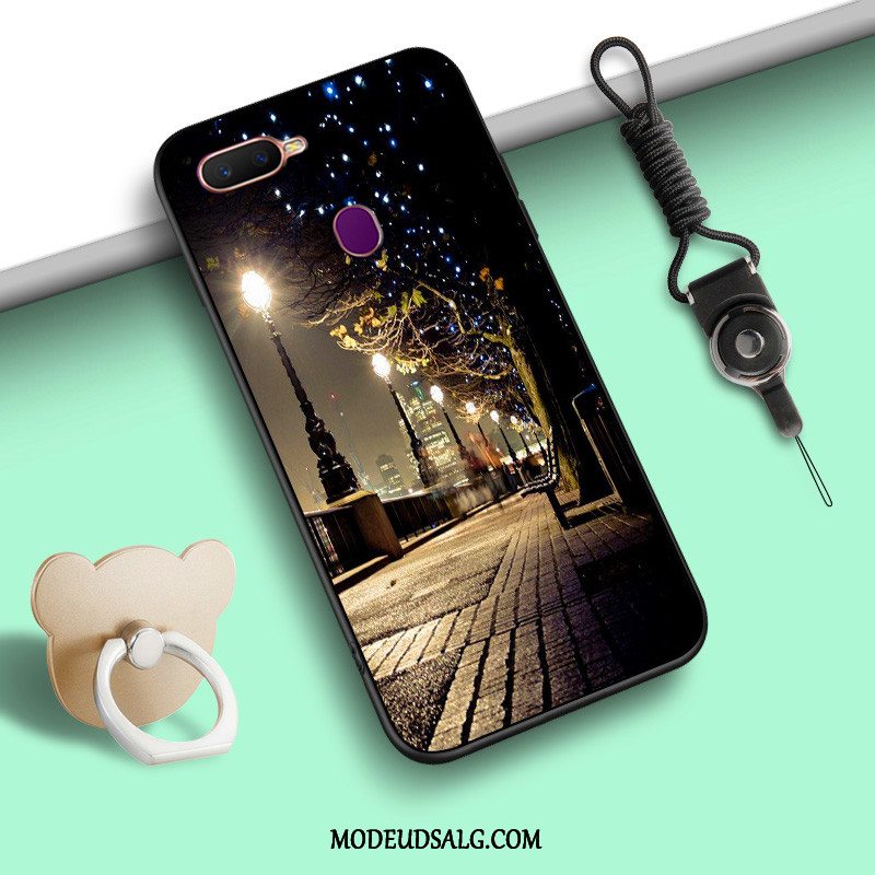 Oppo Ax7 Etui Nubuck Sort Cartoon Ring Trend