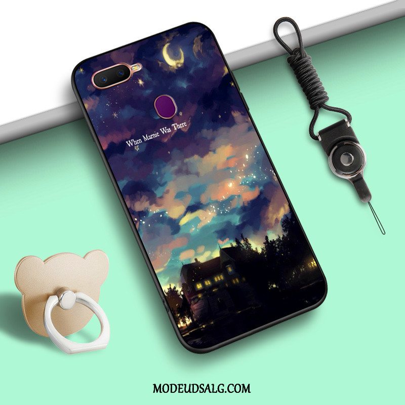 Oppo Ax7 Etui Nubuck Sort Cartoon Ring Trend