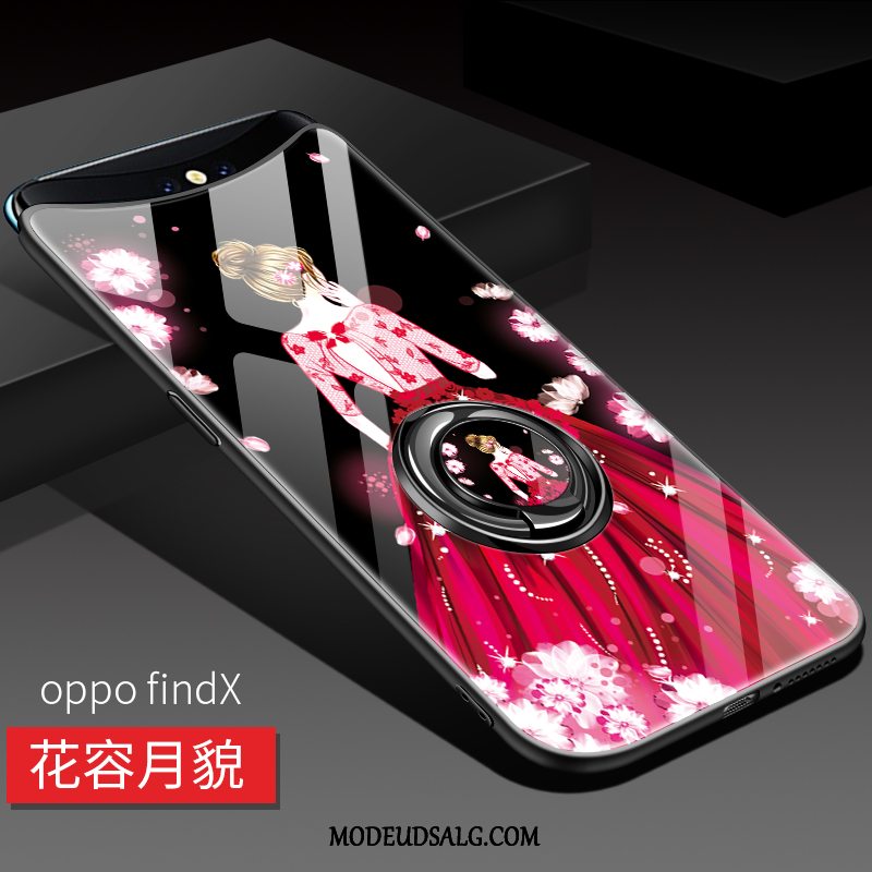 Oppo Find X Etui Blomster Support Glas Beskyttelse Alt Inklusive