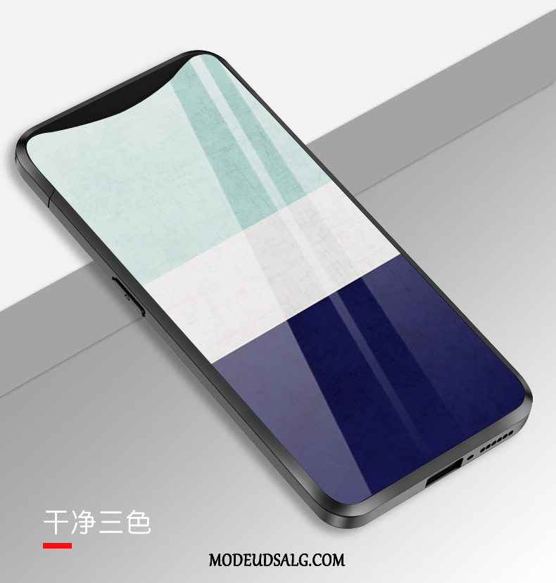 Oppo Find X Etui / Cover Anti-fald Hærdet Glas Blød Sort Splejsning