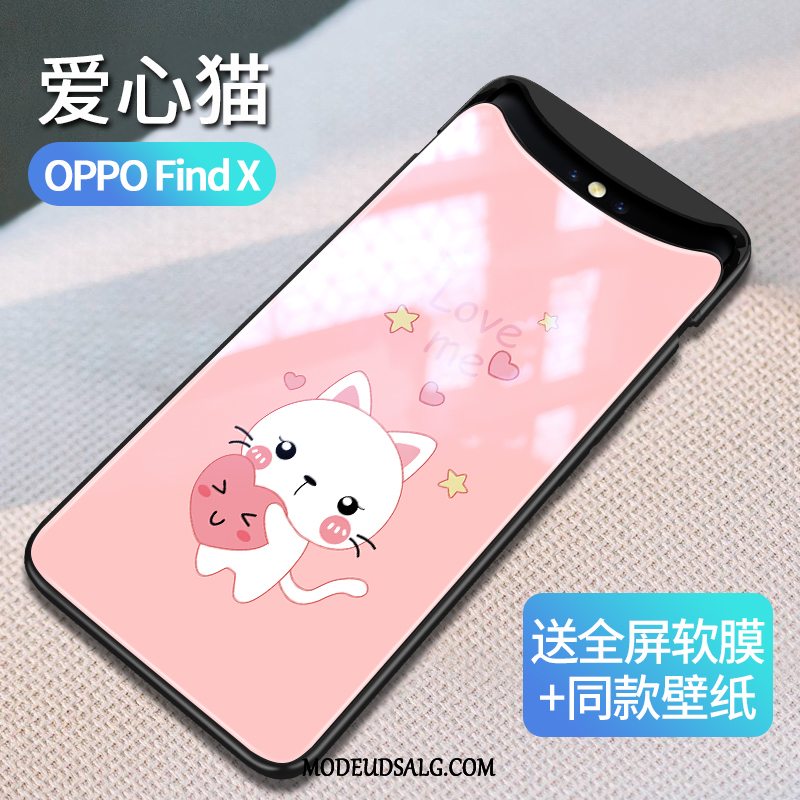 Oppo Find X Etui Glas Trendy Tynd Bagdæksel Silikone