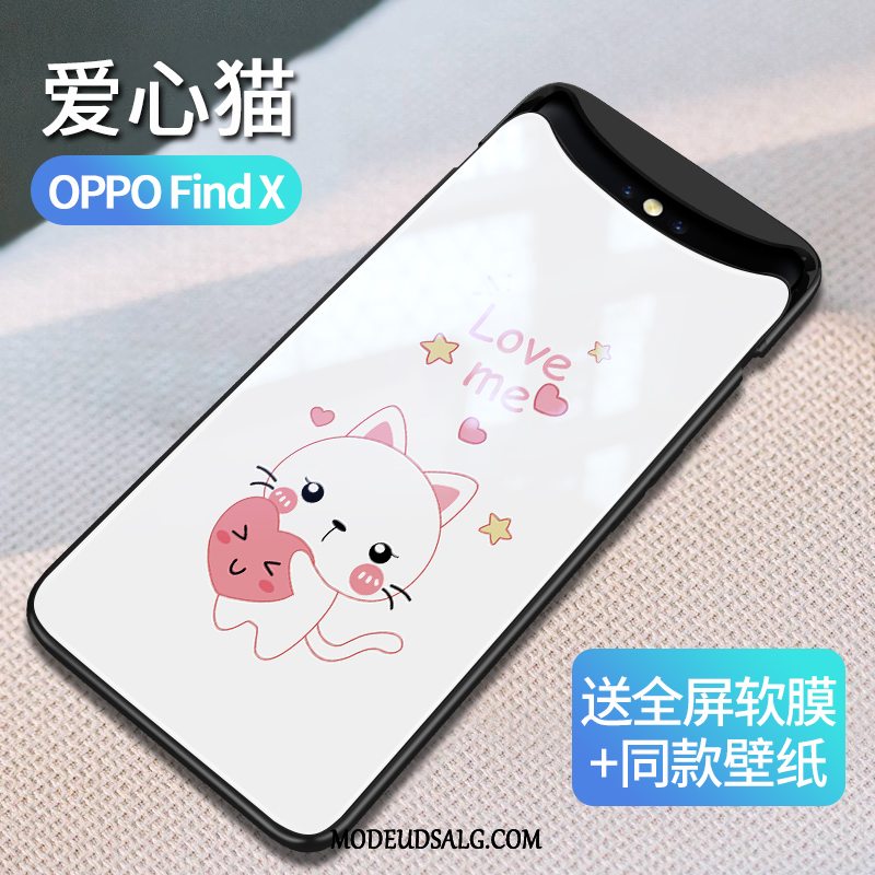 Oppo Find X Etui Glas Trendy Tynd Bagdæksel Silikone