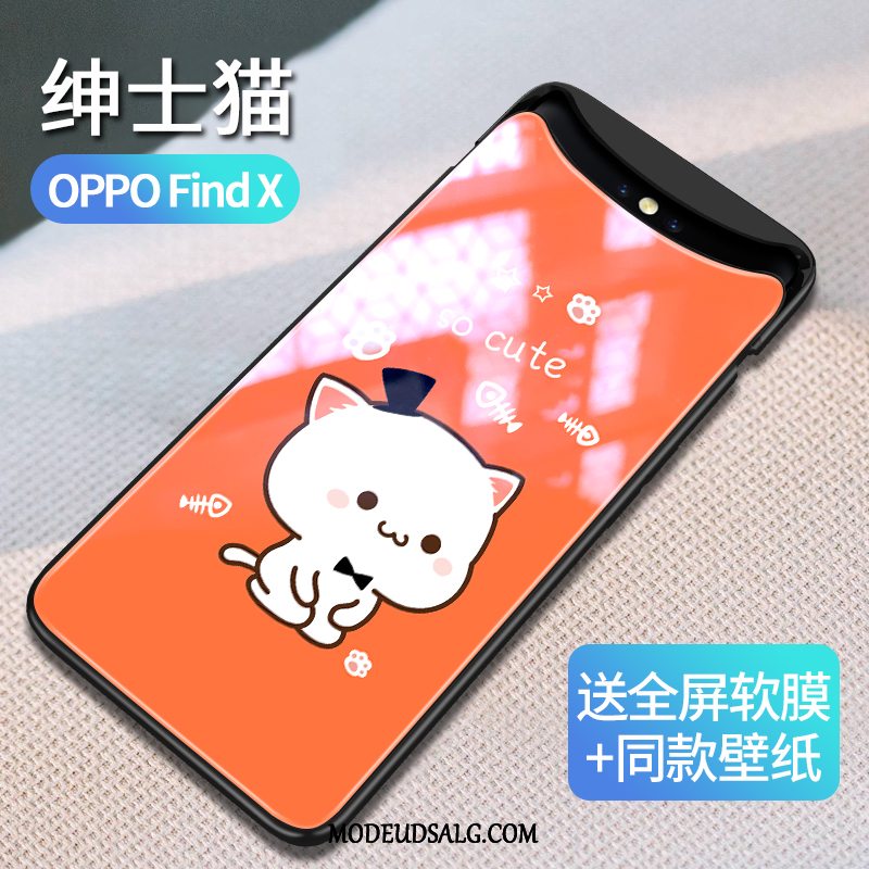 Oppo Find X Etui Glas Trendy Tynd Bagdæksel Silikone