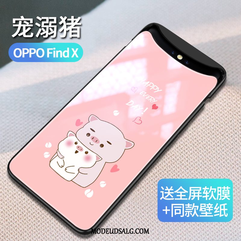 Oppo Find X Etui Glas Trendy Tynd Bagdæksel Silikone