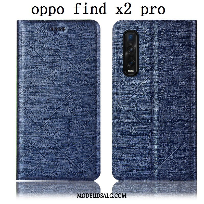 Oppo Find X2 Pro Etui Anti-fald Silke Beskyttelse Lædertaske Guld