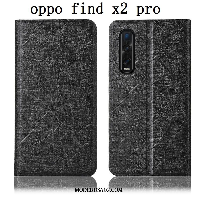 Oppo Find X2 Pro Etui Anti-fald Silke Beskyttelse Lædertaske Guld