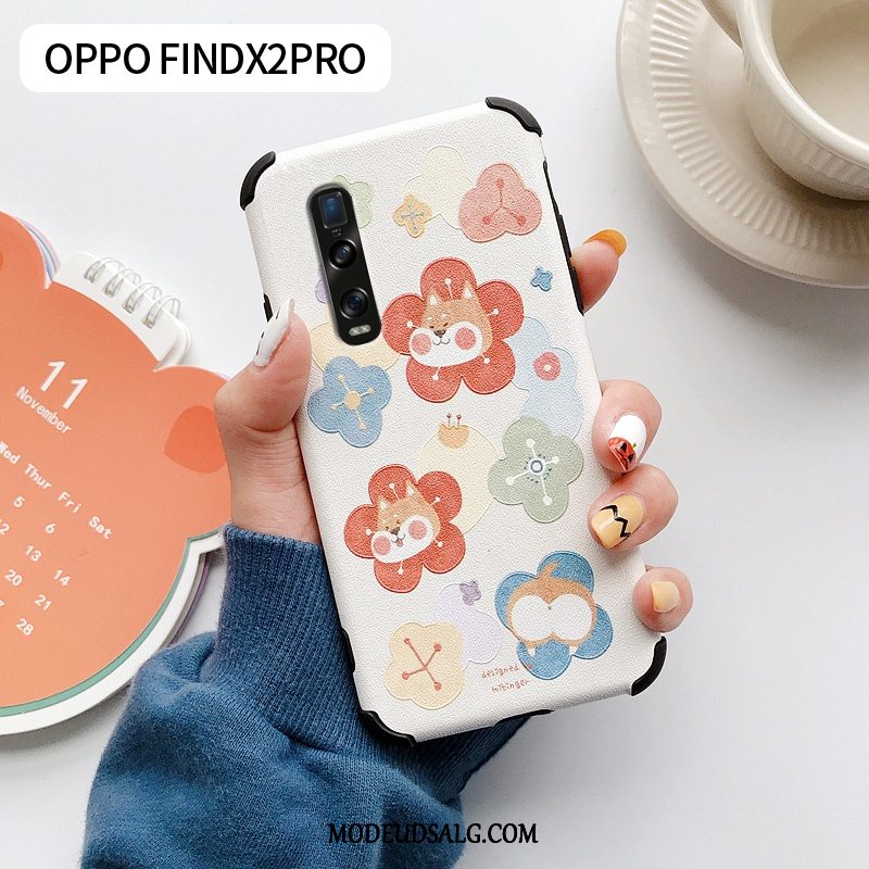 Oppo Find X2 Pro Etui Blomster Silke Blød Lædertaske Beskyttelse