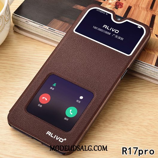 Oppo R15 Etui Anti-fald Lædertaske Clamshell Alt Inklusive Hård