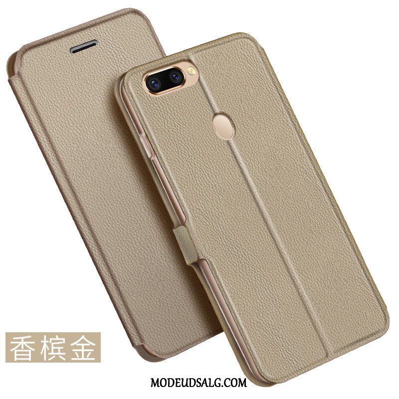 Oppo R15 Etui Sort Support Cover Business Anti-fald